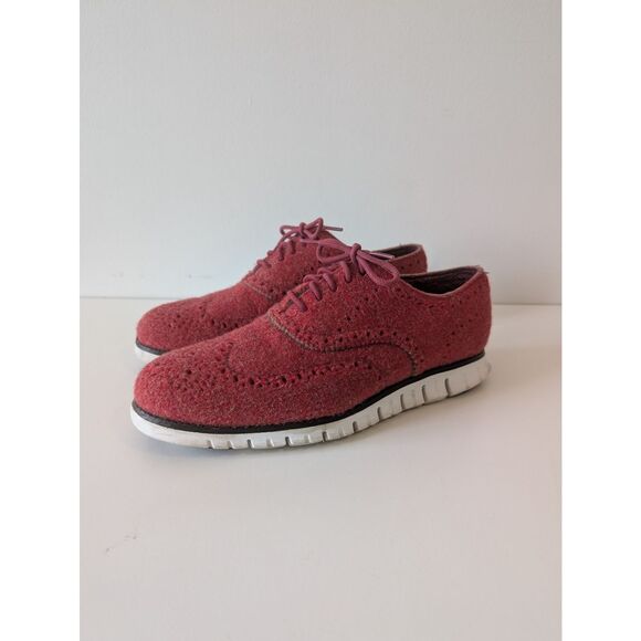 Cole Haan Zetogrand Red Wool Wingtip Brogue Lace-Up Shoes  Men’s 8W main image 5